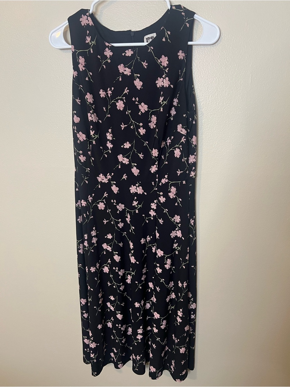 Anne Klein Black Sleeveless Maxi Dress Featuring A Pink Floral Print
